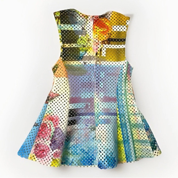 CLOVER CANYON Women's Print Perforated Neoprene Top Abstract Floral Sz‎ S - Picture 2 of 5